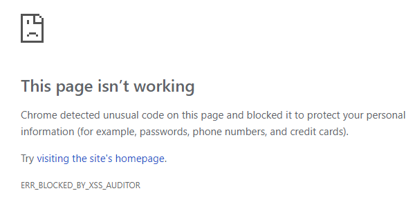 Blocked by the Chrome XSS auditor