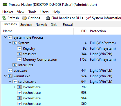 A screenshot of a process list with services.exe